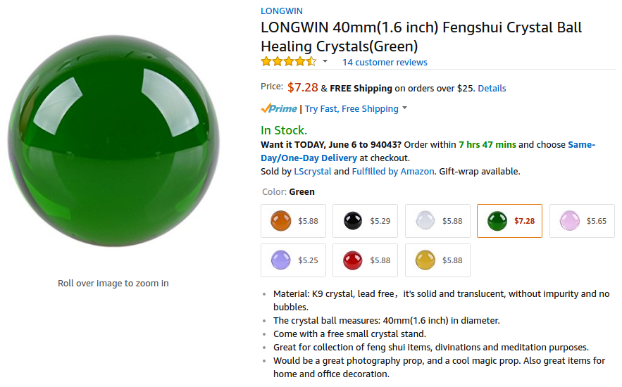 longwin 40mm crystal ball 04197