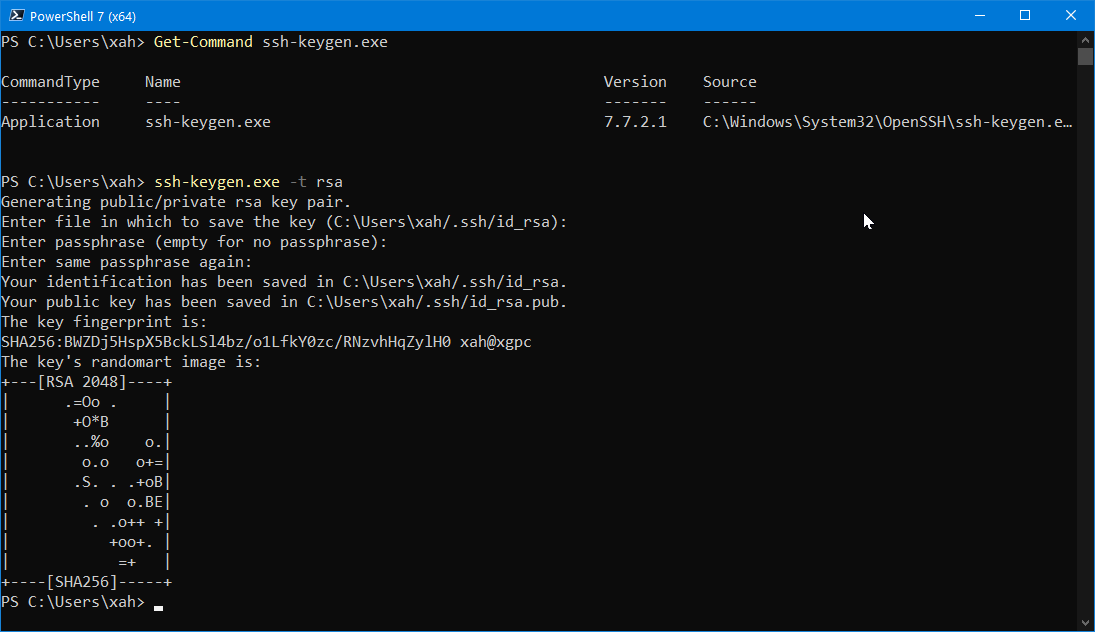 Windows 10 ssh-keygen 2021-02-22 RXTPJ