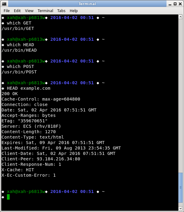 linux http GET HEAD command line tool