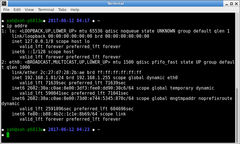 linux ip addre output 2017