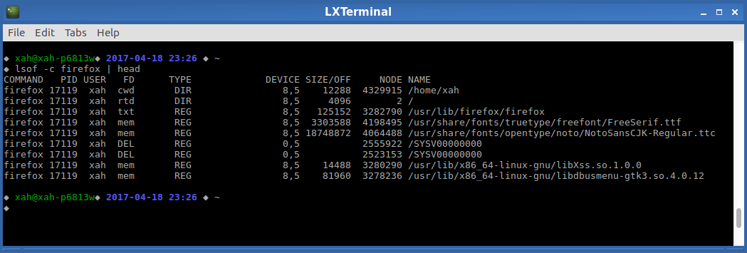 linux lsof 2017 04 18