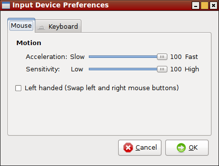 linux lxde lxinput mouse panel