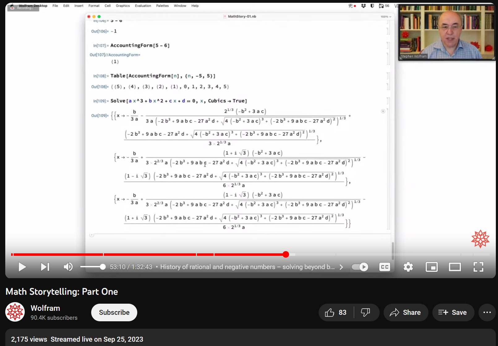 Stephen Wolfram solve cubic 2023-10-04