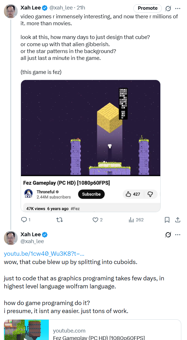 xah twitter fez game 2025-12-31 13dfd