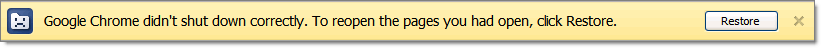 Google Chrome restore session bar