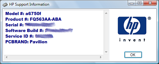 hp support info window