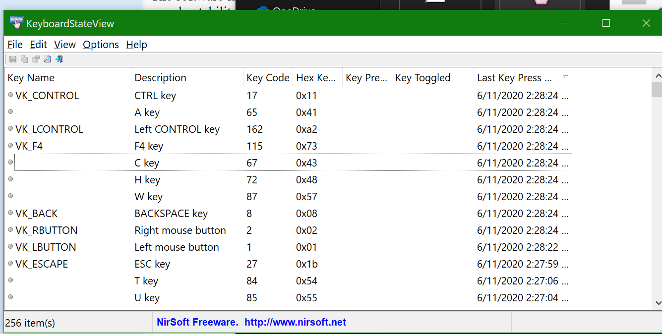 keyboard state view 87m7h