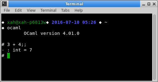 ocaml in terminal 2016-07-10