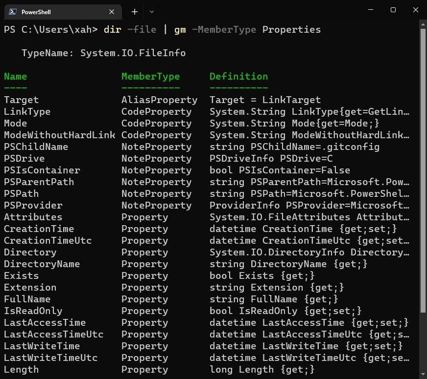 PowerShell list properties 2022-04-24