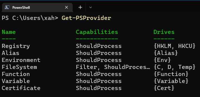 PowerShell list providers 2022-04-24