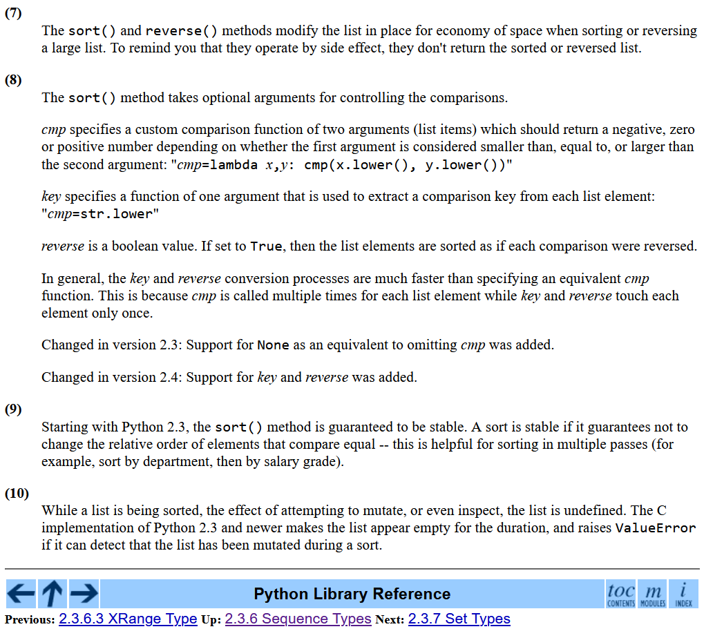 python doc v2.4 sort VYbth