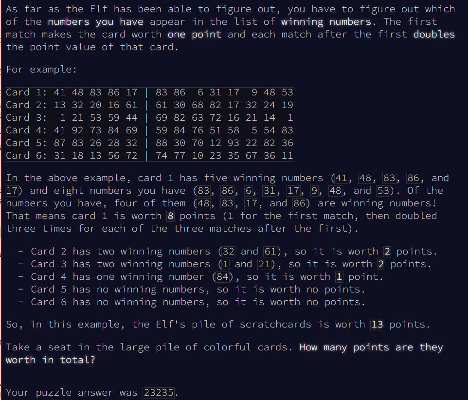 Advent of Code 2023 Day 4 2dDJ