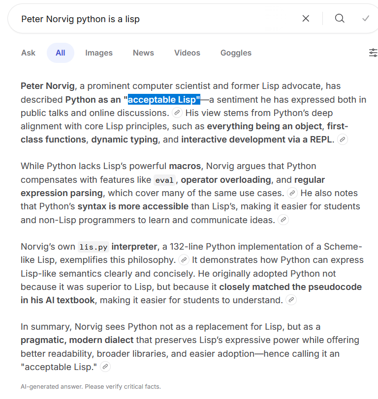 Peter Norvig on python as lisp 2026-02-06 2d018
