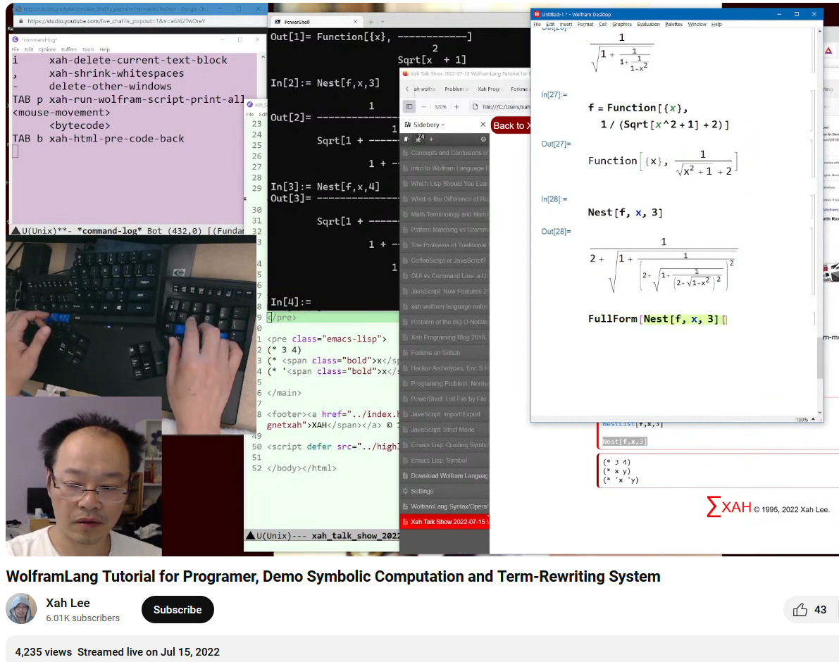 xah talk show 2022-07-15 WolframLang Symbolic Computation 92s2