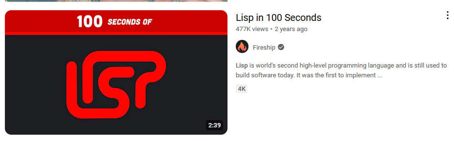 xah talk show 2024-10-29 fireship lisp in 100 sec