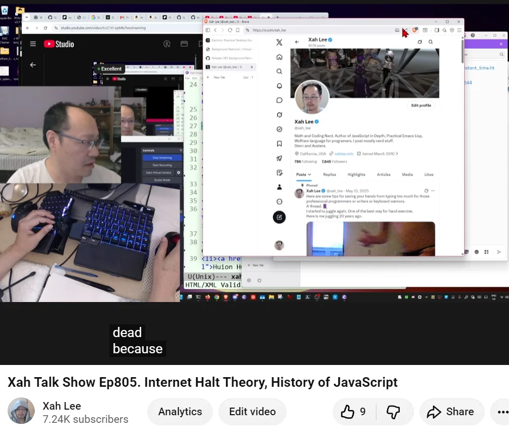 xah talk show ep805 2026-07-16 1e4e8 ls