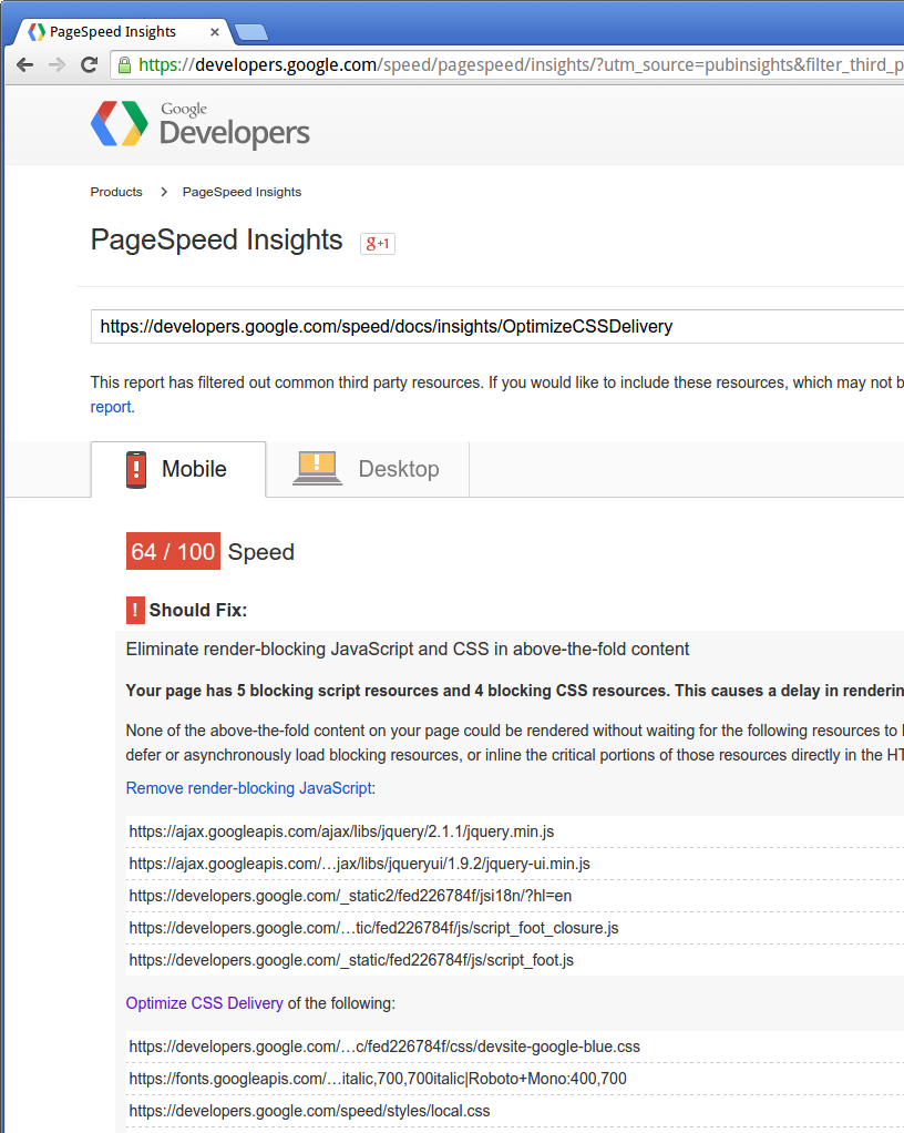 Google PageSpeed Insights 2015-07-17