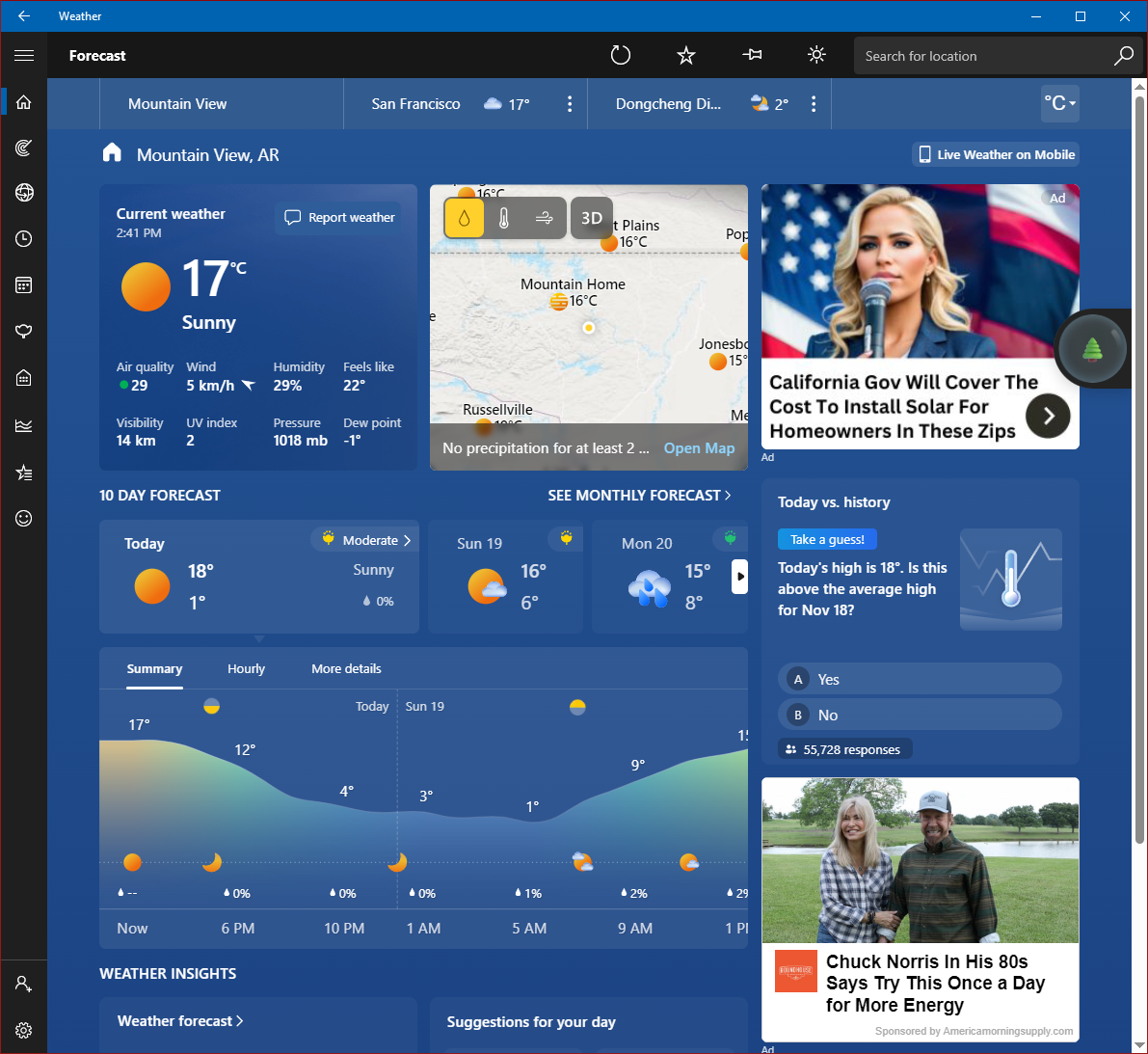 Microsoft win10 weather 2023-11-18