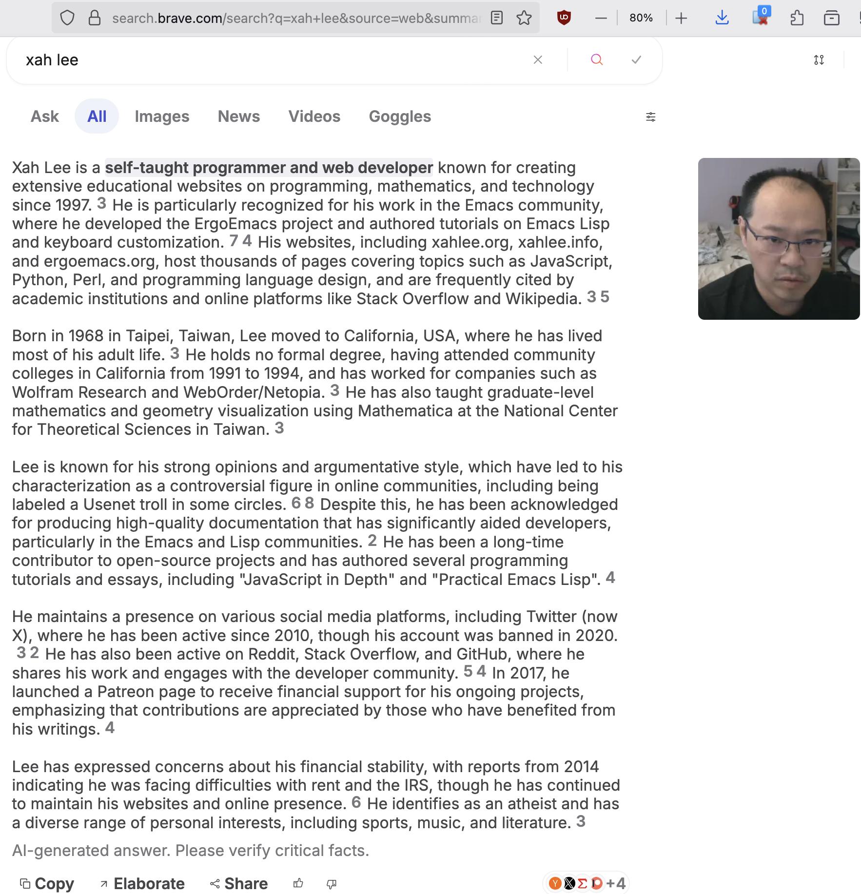 Xah Lee brave ai 2025-11-15 vtB5P