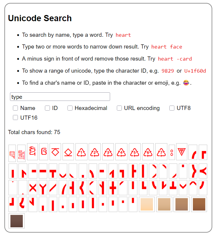 unicode search type 2026-07-05 25d82 ll